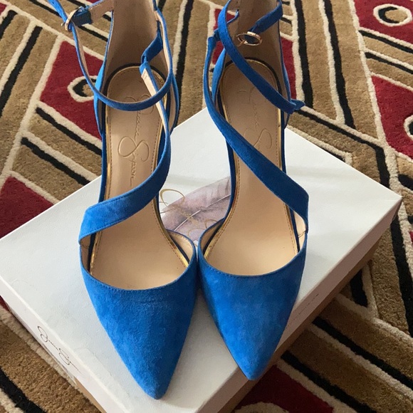 Jessica Simpson Blue Suede shoes - Picture 3 of 4